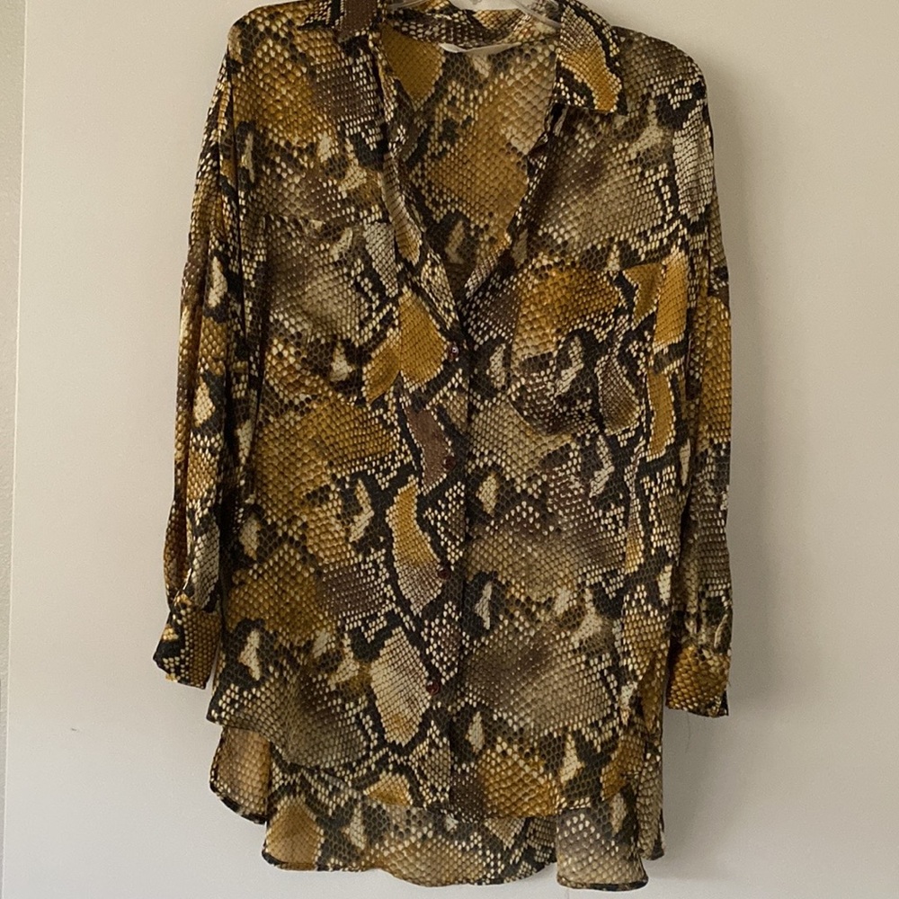 Zara Oversized Python Snake Animal Print Blouse S… - image 6